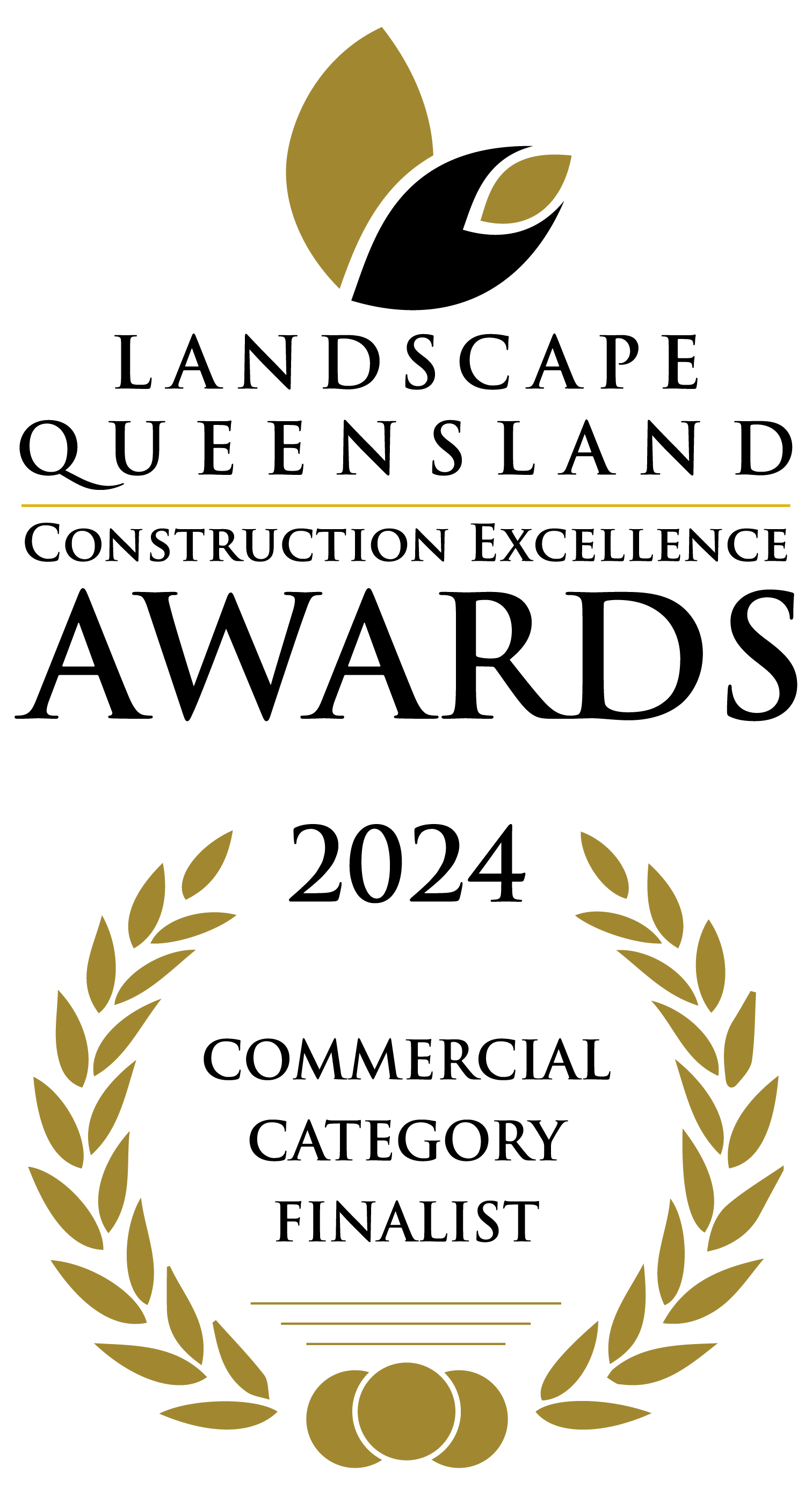 Finalist badge for the 2024 Landscape Queensland Construction Excellence Awards, Commercial Category
